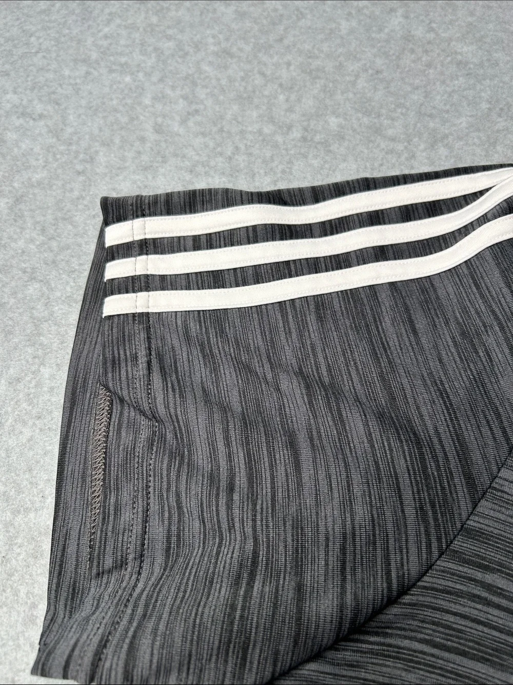 adidas Gray Heather Short Sleeve Performance Tee with White Shoulder Stripes